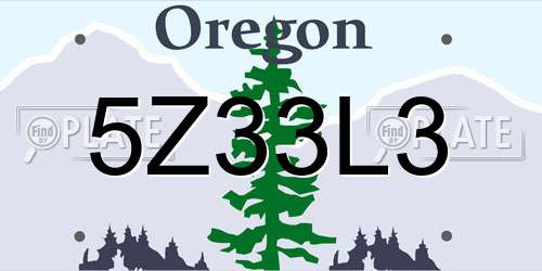 5Z33L3 Oregon License Plate