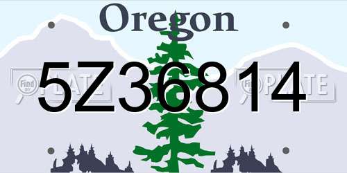 5Z36814 Oregon License Plate