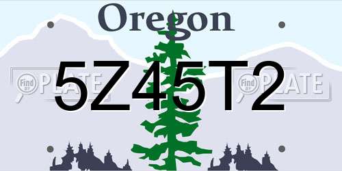5Z45T2 Oregon License Plate