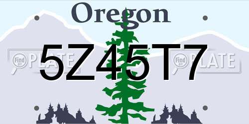 5Z45T7 Oregon License Plate