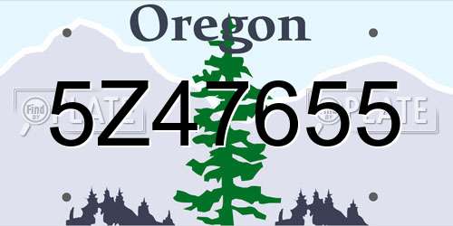 5Z47655 Oregon License Plate