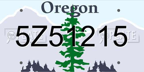 5Z51215 Oregon License Plate