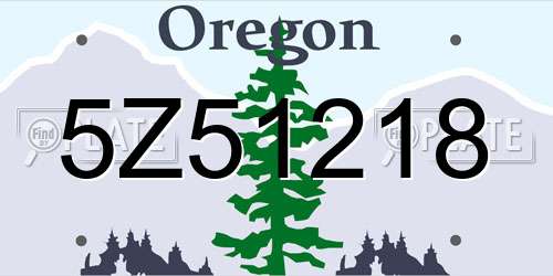 5Z51218 Oregon License Plate
