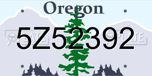 5Z52392 Oregon License Plate