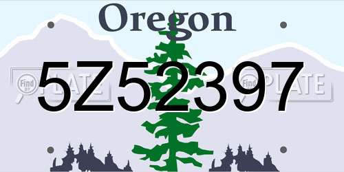 5Z52397 Oregon License Plate