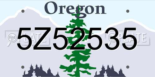 5Z52535 Oregon License Plate