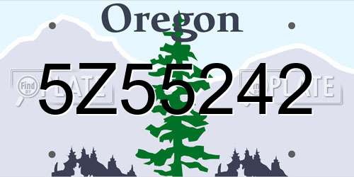 5Z55242 Oregon License Plate