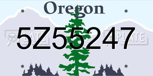 5Z55247 Oregon License Plate