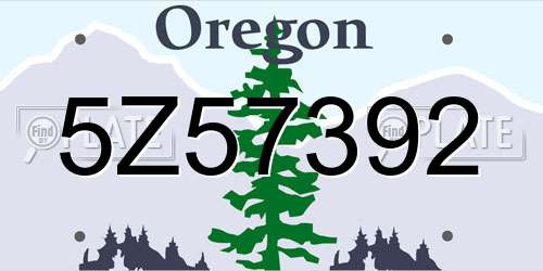 5Z57392 Oregon License Plate