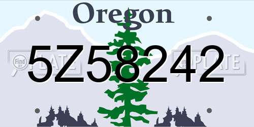 5Z58242 Oregon License Plate