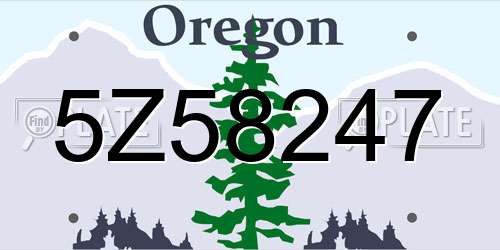 5Z58247 Oregon License Plate