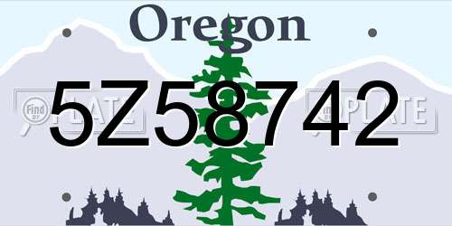 5Z58742 Oregon License Plate
