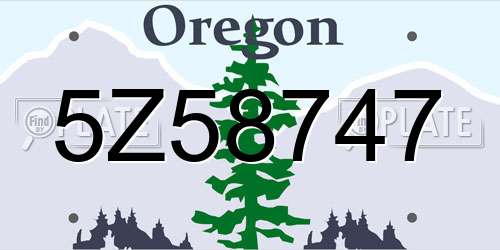 5Z58747 Oregon License Plate