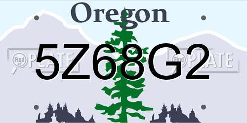 5Z68G2 Oregon License Plate