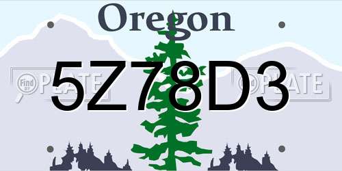 5Z78D3 Oregon License Plate