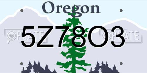 5Z78O3 Oregon License Plate