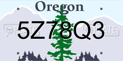 5Z78Q3 Oregon License Plate