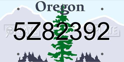 5Z82392 Oregon License Plate