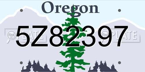 5Z82397 Oregon License Plate