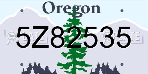 5Z82535 Oregon License Plate