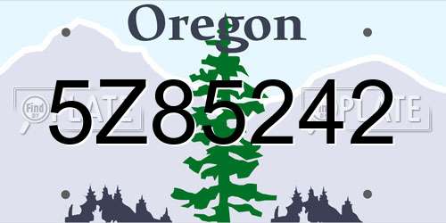 5Z85242 Oregon License Plate