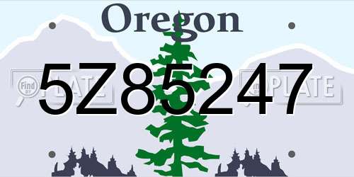 5Z85247 Oregon License Plate