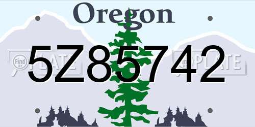 5Z85742 Oregon License Plate