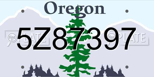 5Z87397 Oregon License Plate