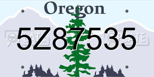 5Z87535 Oregon License Plate