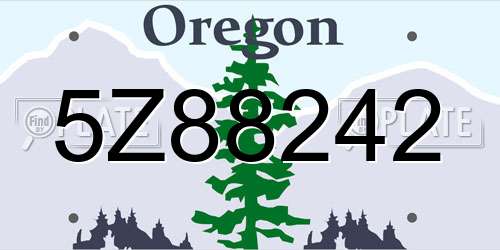 5Z88242 Oregon License Plate