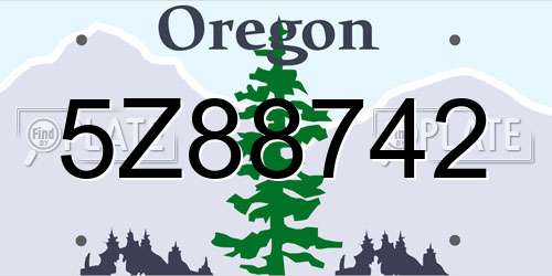 5Z88742 Oregon License Plate
