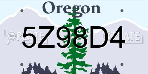 5Z98D4 Oregon License Plate
