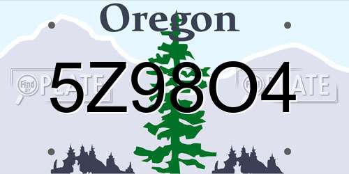 5Z98O4 Oregon License Plate