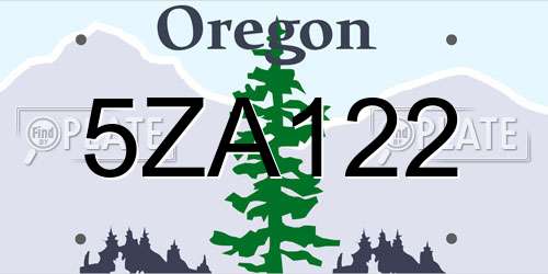 5ZA122 Oregon License Plate
