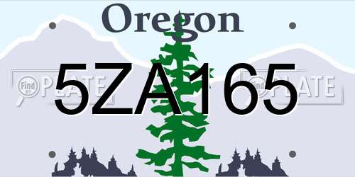 5ZA165 Oregon License Plate