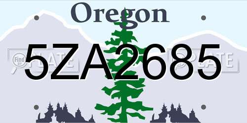 5ZA2685 Oregon License Plate