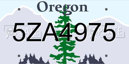 5ZA4975 Oregon License Plate