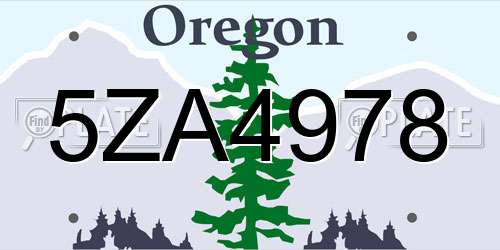 5ZA4978 Oregon License Plate