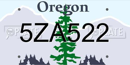 5ZA522 Oregon License Plate