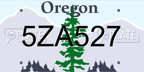 5ZA527 Oregon License Plate