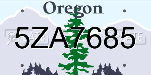 5ZA7685 Oregon License Plate