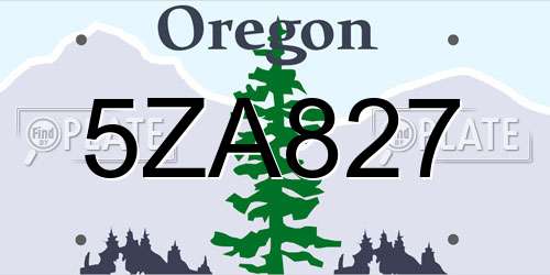 5ZA827 Oregon License Plate