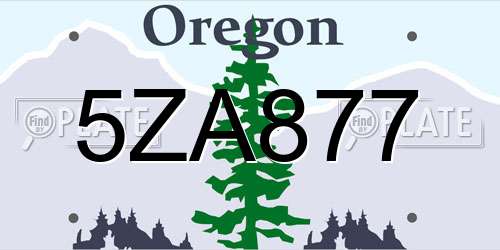 5ZA877 Oregon License Plate
