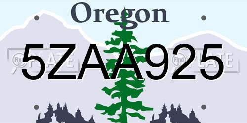 5ZAA925 Oregon License Plate