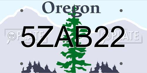 5ZAB22 Oregon License Plate