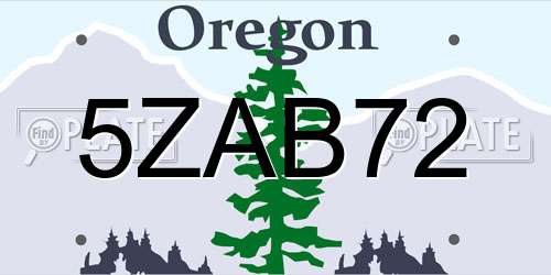 5ZAB72 Oregon License Plate