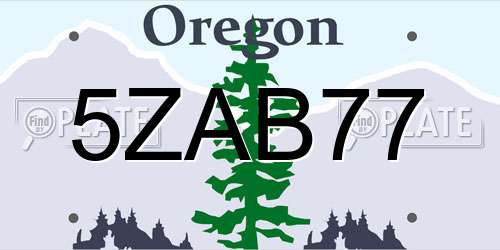 5ZAB77 Oregon License Plate