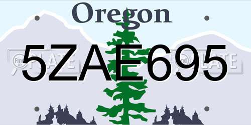 5ZAE695 Oregon License Plate