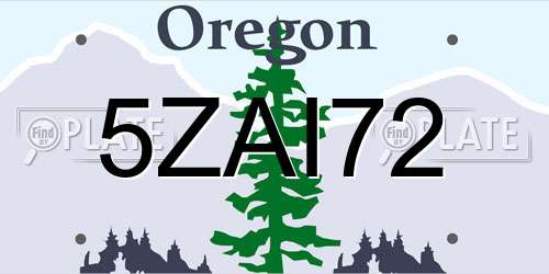 5ZAI72 Oregon License Plate