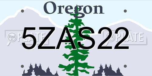 5ZAS22 Oregon License Plate